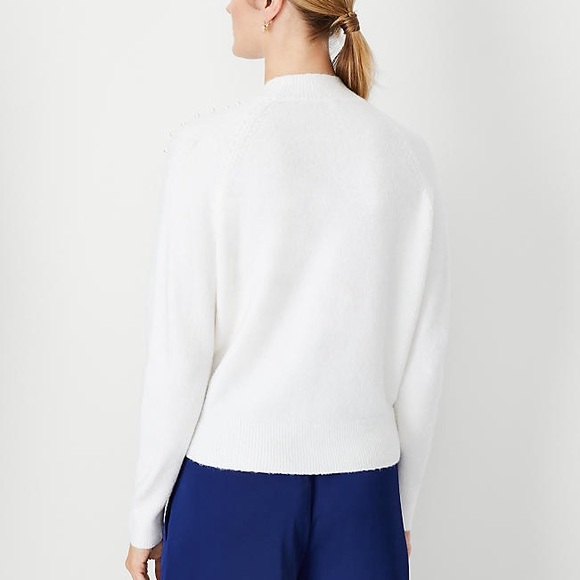 NWT Ann Taylor Pearlized Mock Neck Sweater - Picture 2 of 4